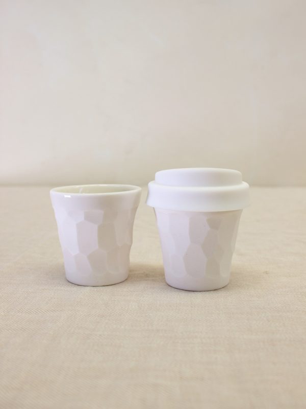Textured Cup Espresso Carved Stone